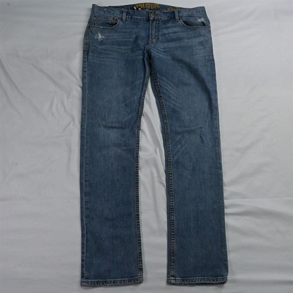 FOX T-Rex 38 x 32 Slim‎ Light Distressed Flex Denim Jeans - Picture 1 of 7